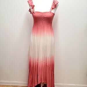 Raviva 100% Rayon Sundress Ruffled Straps Gathered Top Tie Dyed Woman's Size M